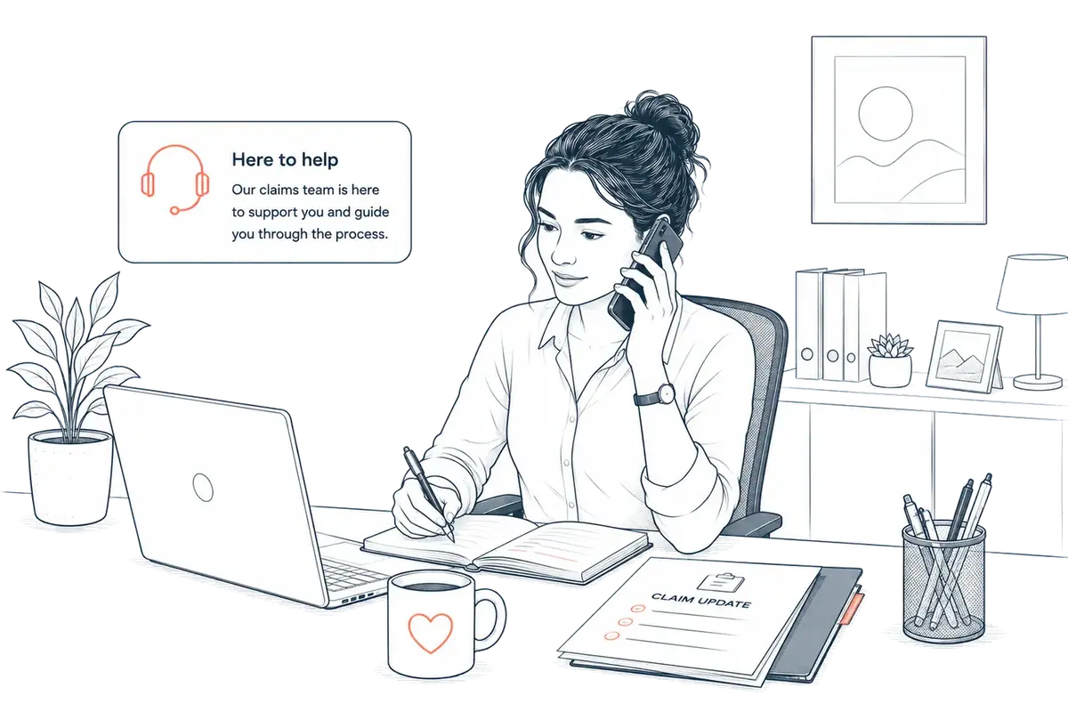 Illustration of a claims adviser taking a call