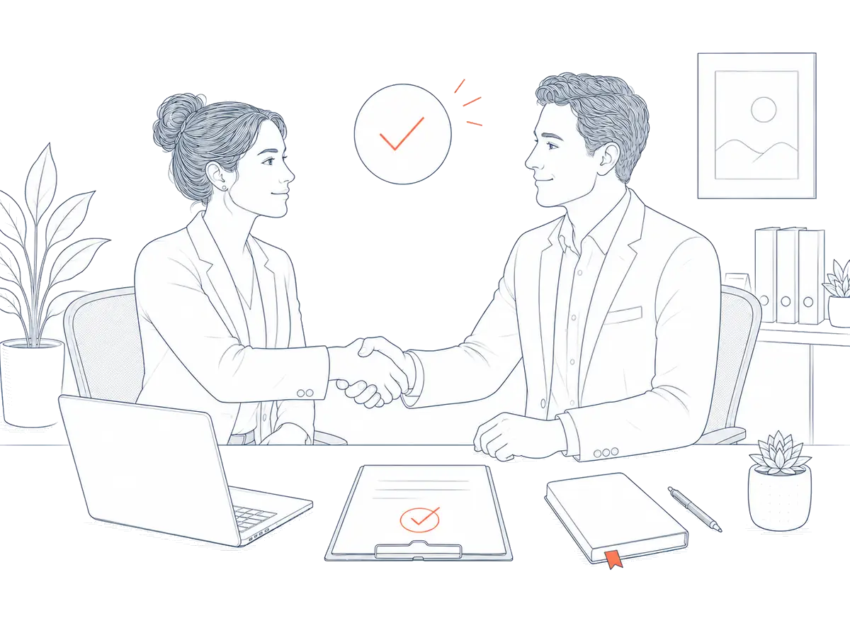 Illustration of a handshake sealing an agreement