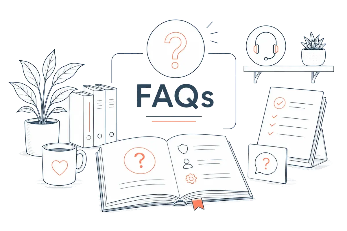 Illustration of a book of frequently asked questions