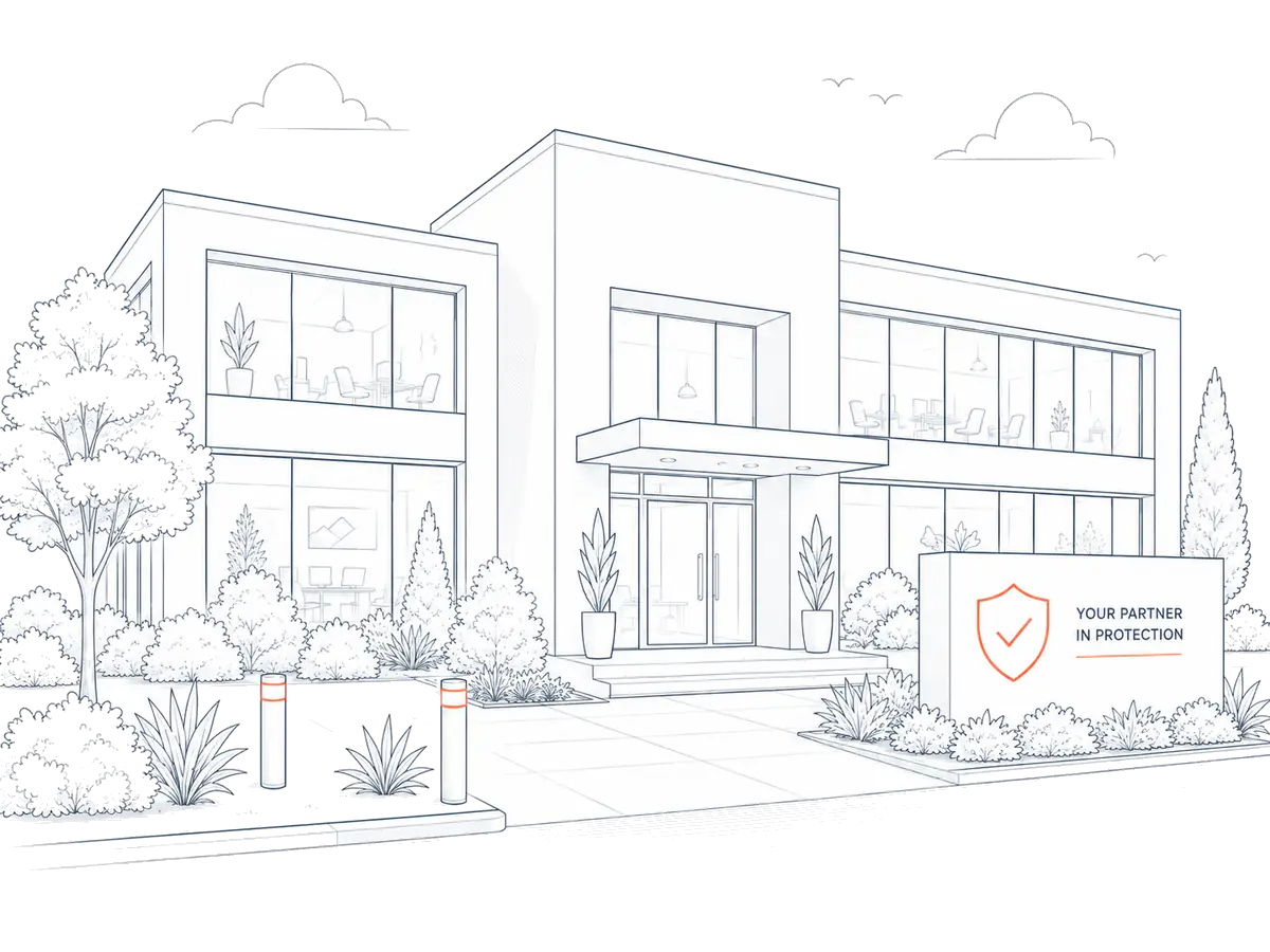 Illustration of a modern company headquarters