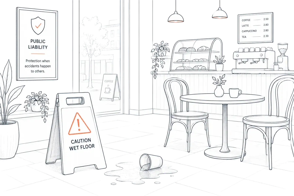 Illustration of a cafe sign on the pavement