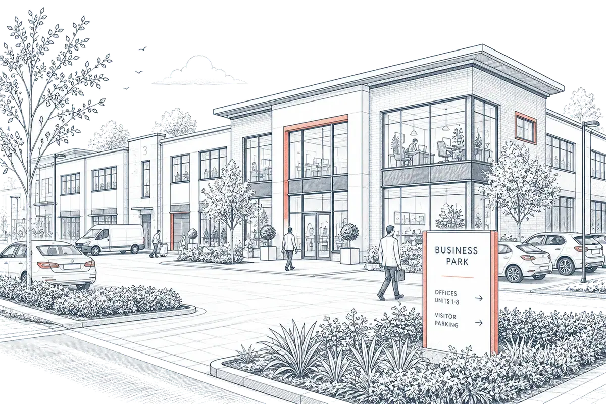 Illustration of a managed office block
