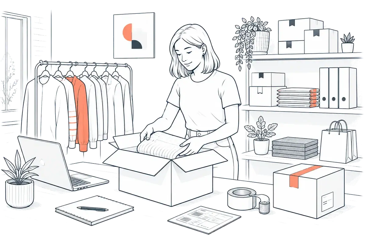Illustration of online orders being packed