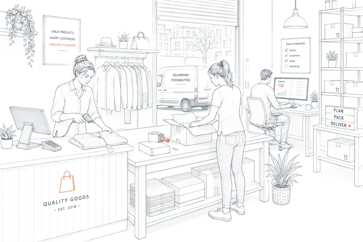 Illustration of a shop floor
