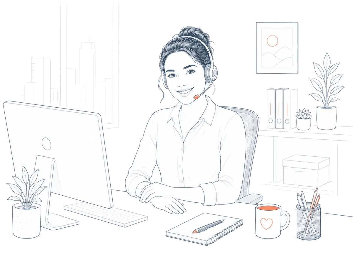 Illustration of a support adviser wearing a headset