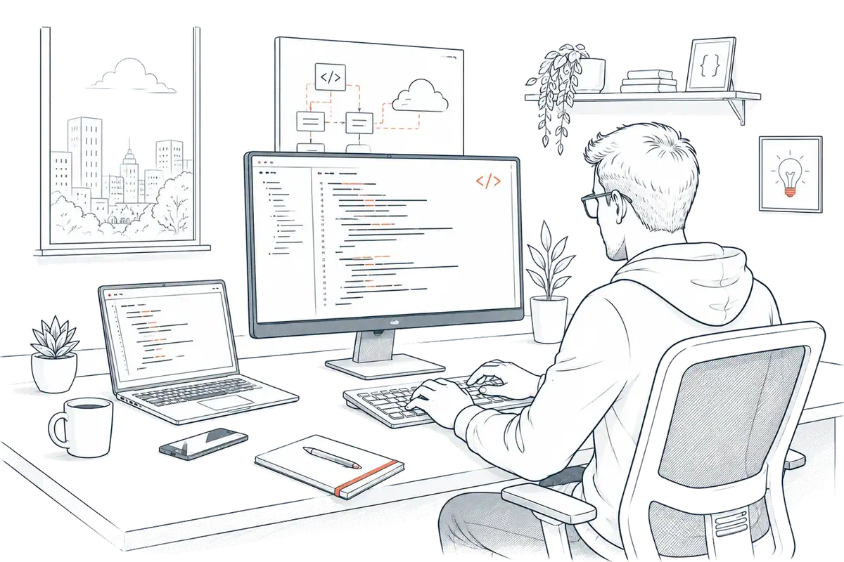 Illustration of a software developer at work