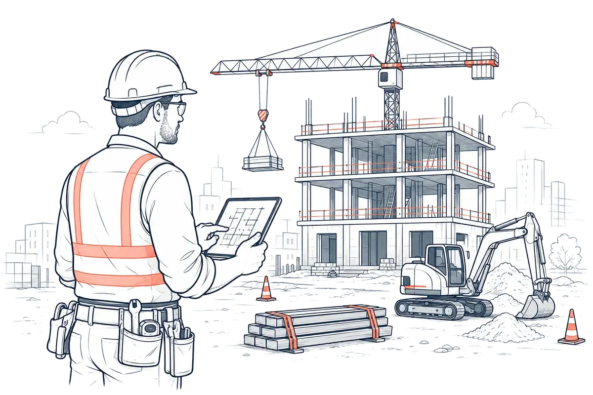 Illustration of a site manager on a construction project