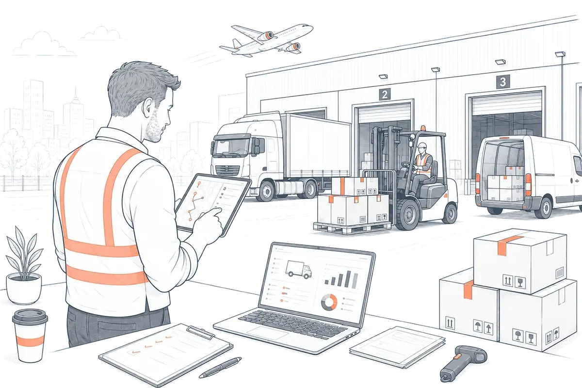 Illustration of a transport depot